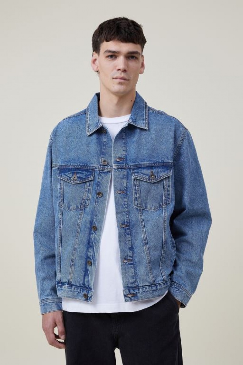 Cotton On Seattle Trucker Men\'s Jackets Blue | SpVeVieD6Yh