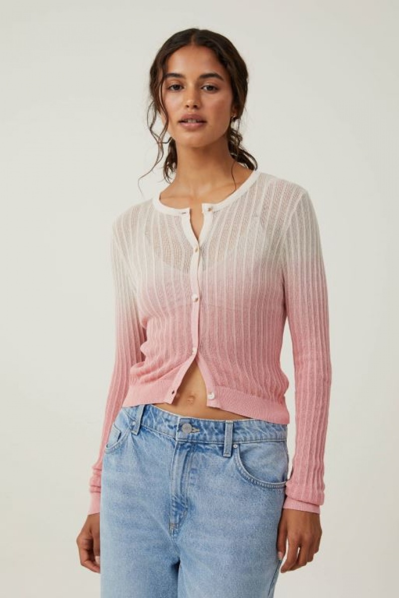 Cotton On Sheer Knit Crew Cardigan Women\'s Knitwear Grey Rose | dqGR3lGKiLc