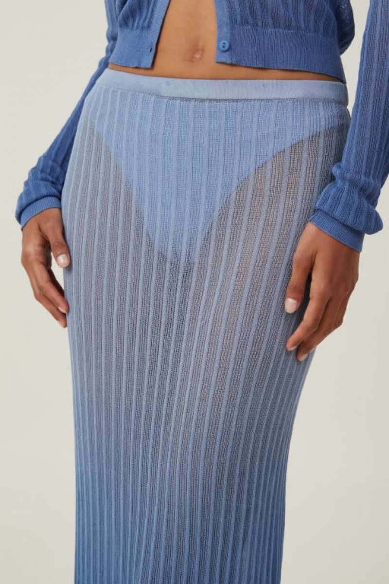 Cotton On Sheer Knit Maxi Women's Skirt Blue | tkgHmOaFxFJ