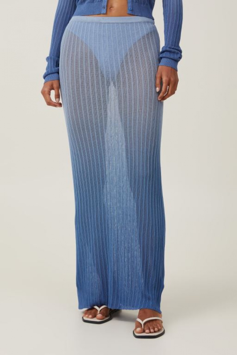 Cotton On Sheer Knit Maxi Women's Skirt Blue | tkgHmOaFxFJ