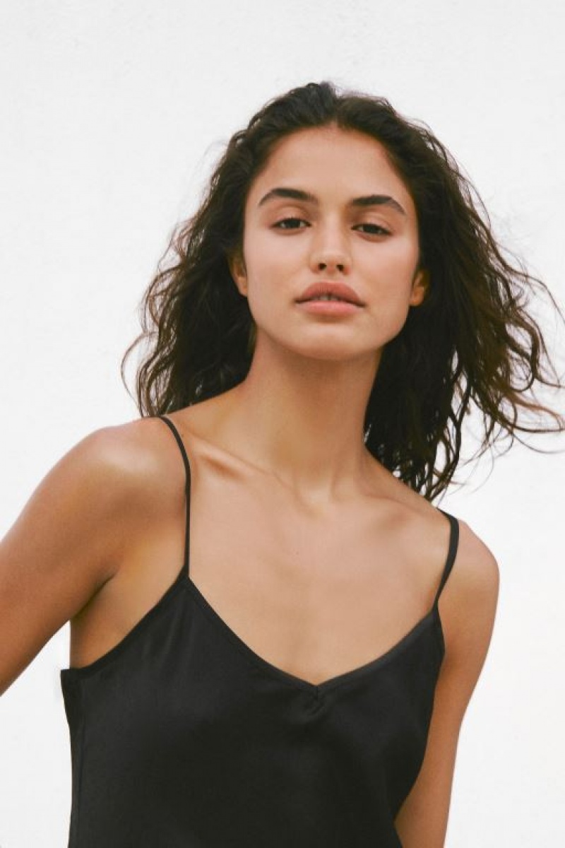Cotton On Shimmer Maxi Slip Dress Women's Maxi Dress Black | tm3R632q9Z2