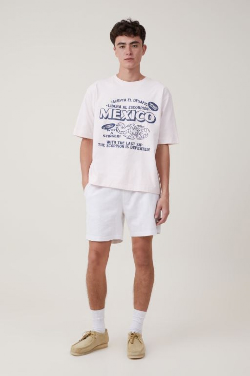 Cotton On Short Fit Men's Graphic T-Shirts Frosting | 1igcCswe6vv