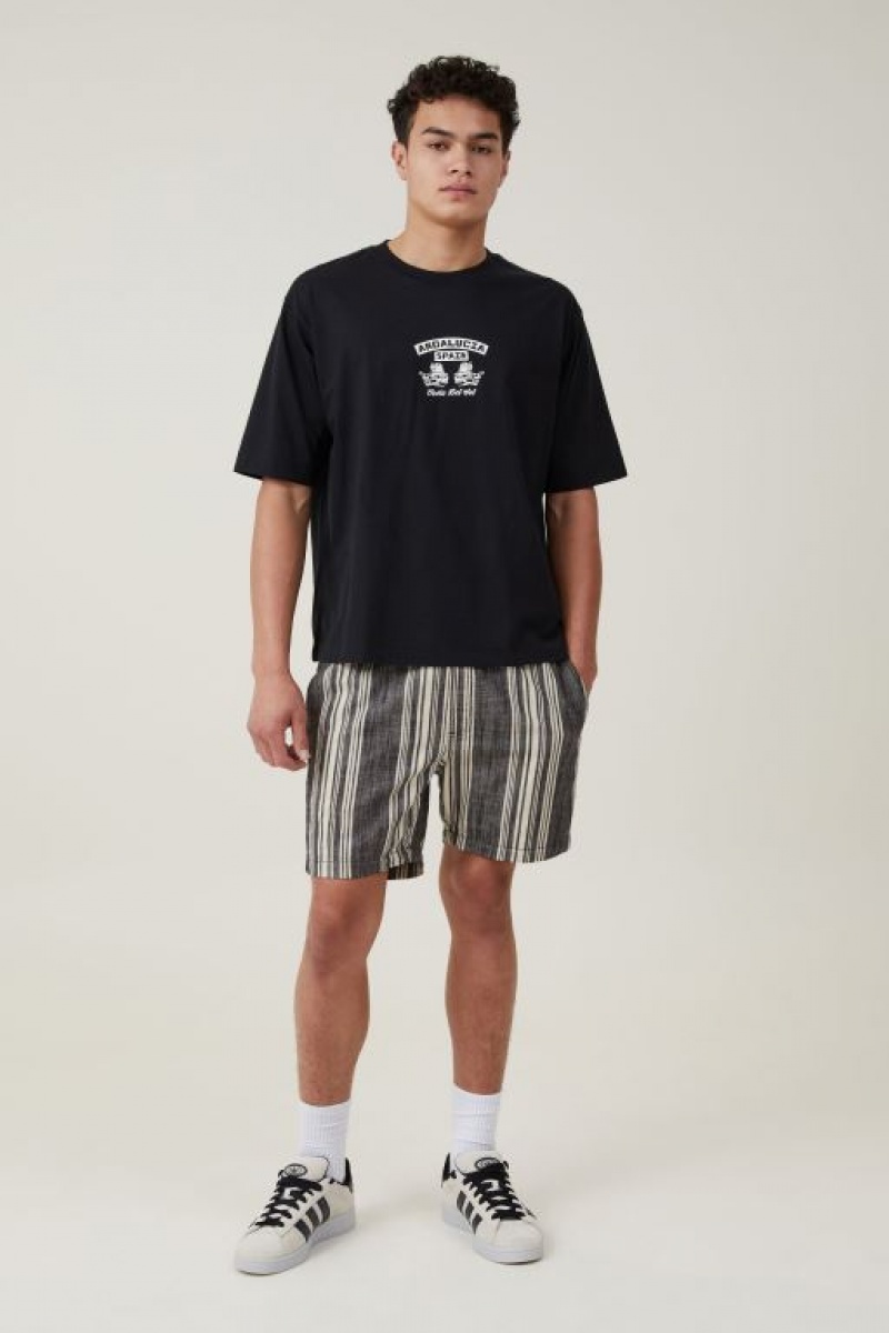 Cotton On Short Fit Men's Graphic T-Shirts Black | rL9afUiMvhW