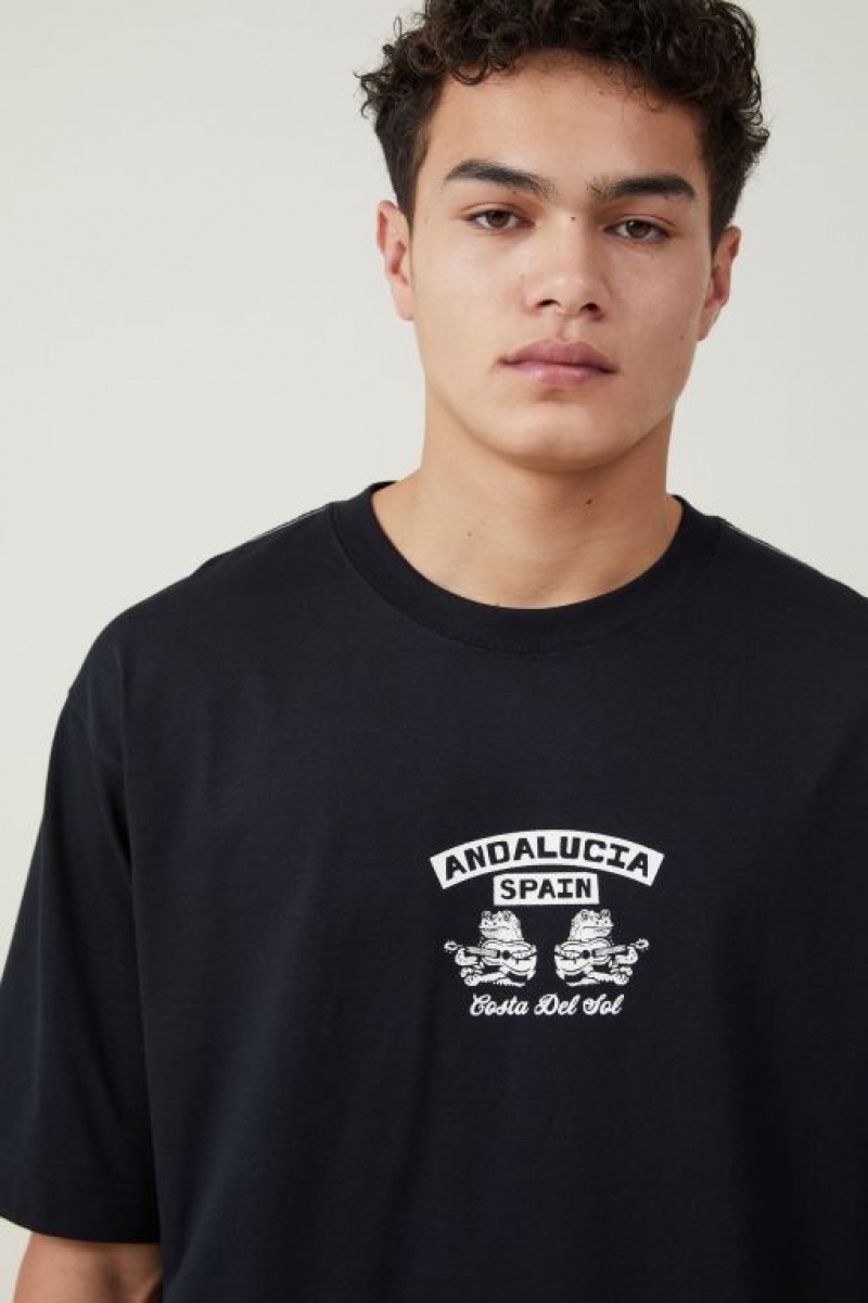 Cotton On Short Fit Men's Graphic T-Shirts Black | rL9afUiMvhW