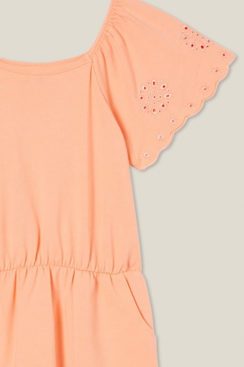 Cotton On Sia Short Sleeve Girls' Dress Orange | Eh8qE7LBhhP