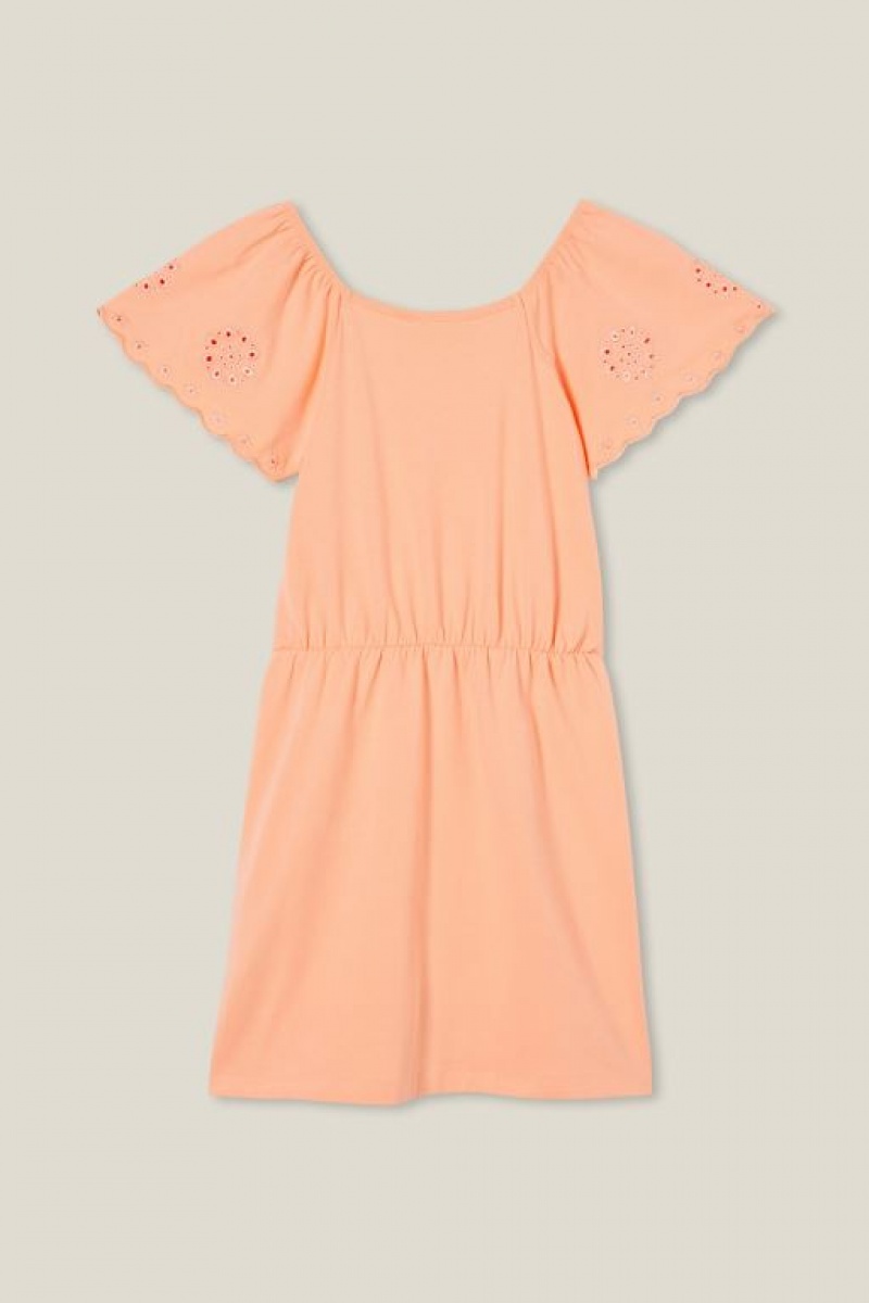 Cotton On Sia Short Sleeve Girls' Dress Orange | Eh8qE7LBhhP