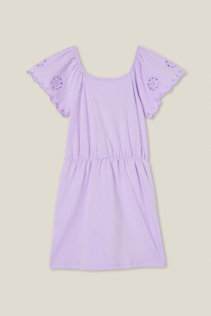 Cotton On Sia Short Sleeve Girls' Dress Purple | d6qlwPHkGPP