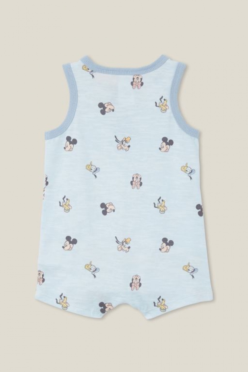 Cotton On Sid Slub Sleeveless Playsuit Baby Rompers Blue | rvzJ8waS1mF
