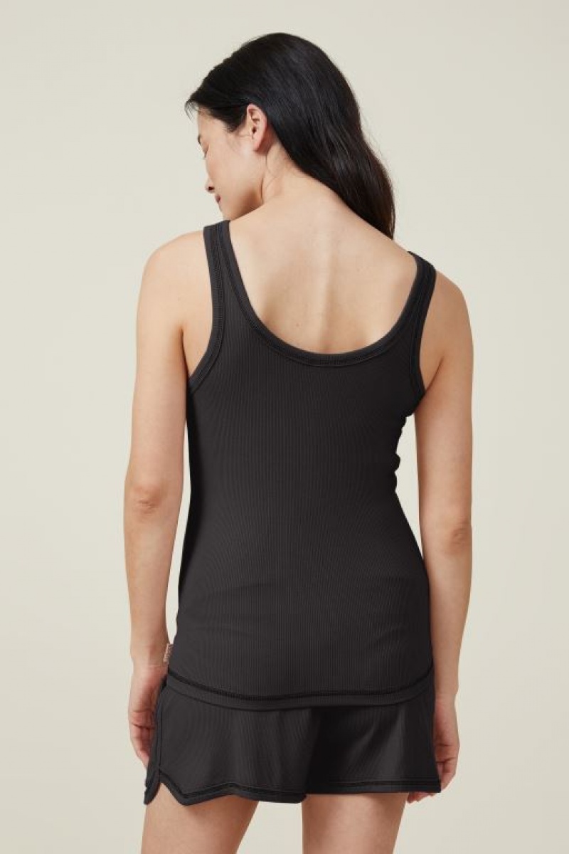Cotton On Sleep Recovery Henley Tank Women's Maternity Wear Black | VxH800hhgZL