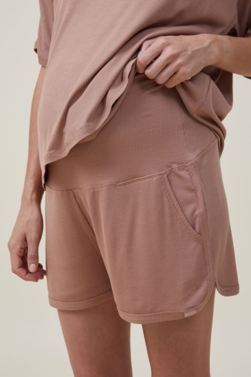 Cotton On Sleep Recovery Relaxed Pocket Short Women's Maternity Wear Coffee | zZlPKn0knmU