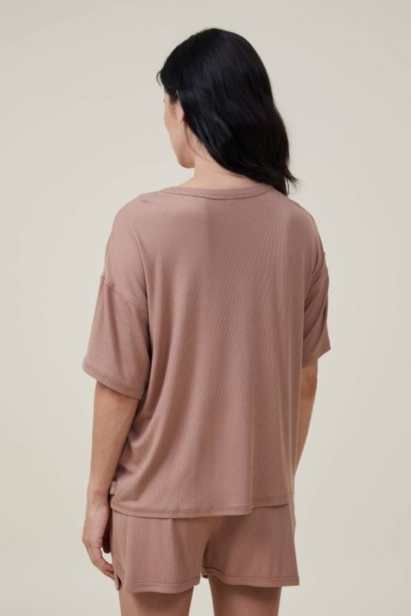 Cotton On Sleep Recovery Relaxed Pocket Short Women's Maternity Wear Coffee | zZlPKn0knmU