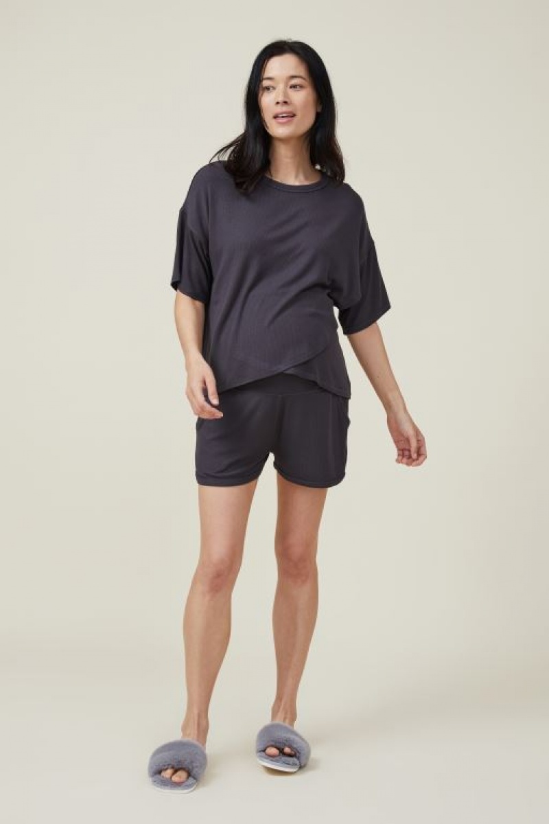 Cotton On Sleep Recovery Slouch T-Shirt Women's Maternity Wear Black | pD2VJMjxDCb