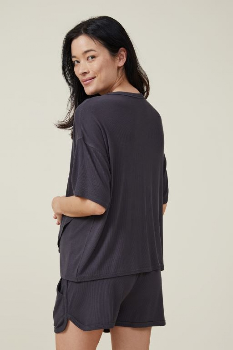 Cotton On Sleep Recovery Slouch T-Shirt Women's Maternity Wear Black | pD2VJMjxDCb
