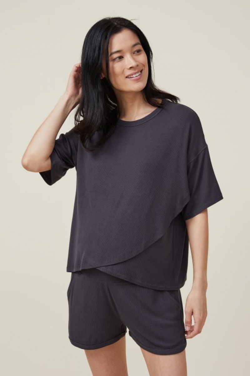 Cotton On Sleep Recovery Slouch T-Shirt Women\'s Maternity Wear Black | pD2VJMjxDCb
