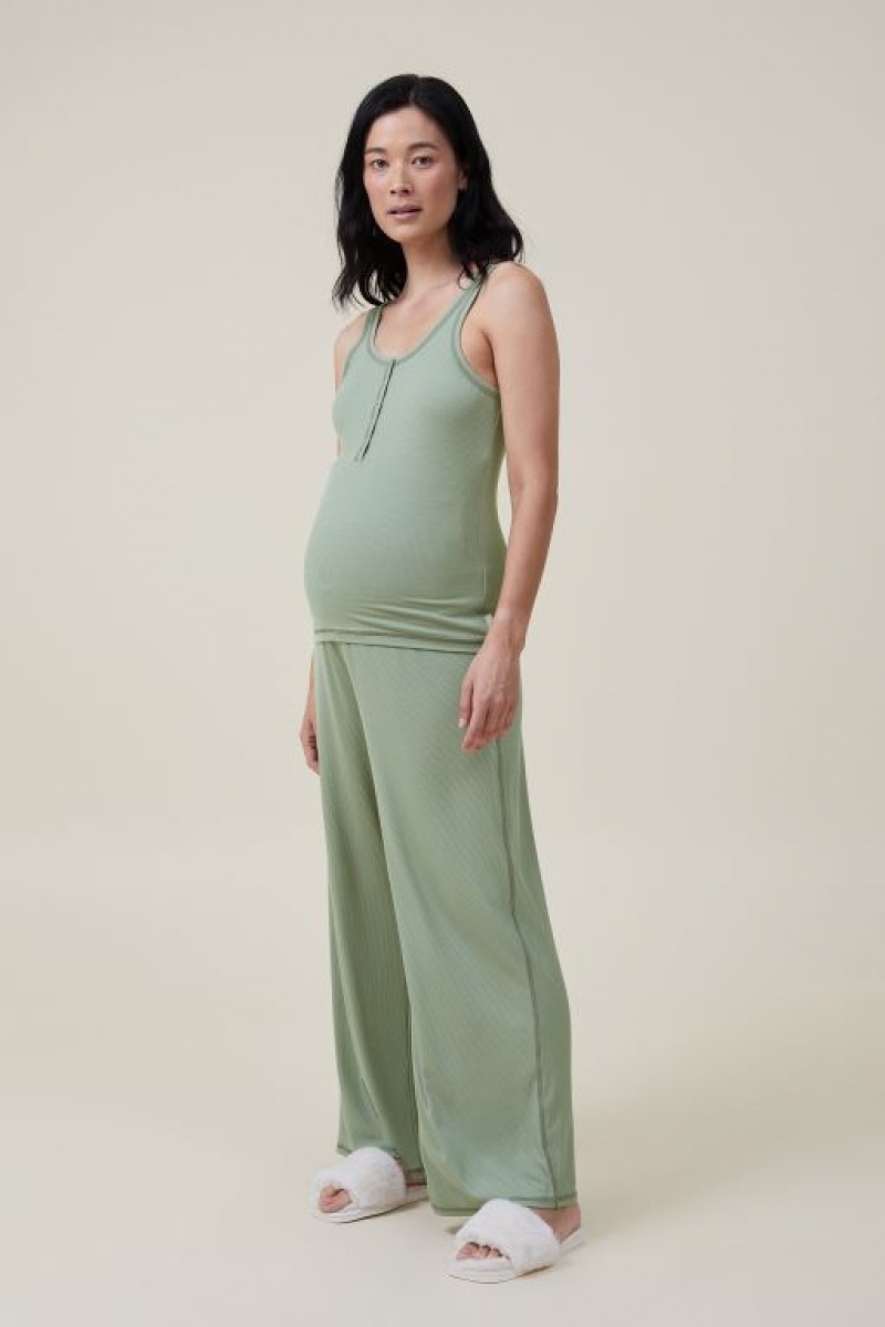 Cotton On Sleep Recovery Wide Leg Pant Women\'s Maternity Wear Green | W8PApEyGbig
