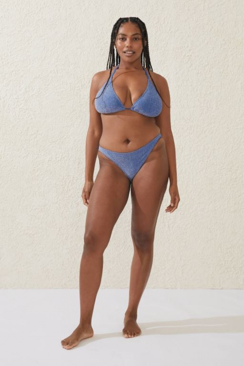 Cotton On Slider Triangle Women's Bikini Tops Blue Metal | 4IoWEzSUjl6