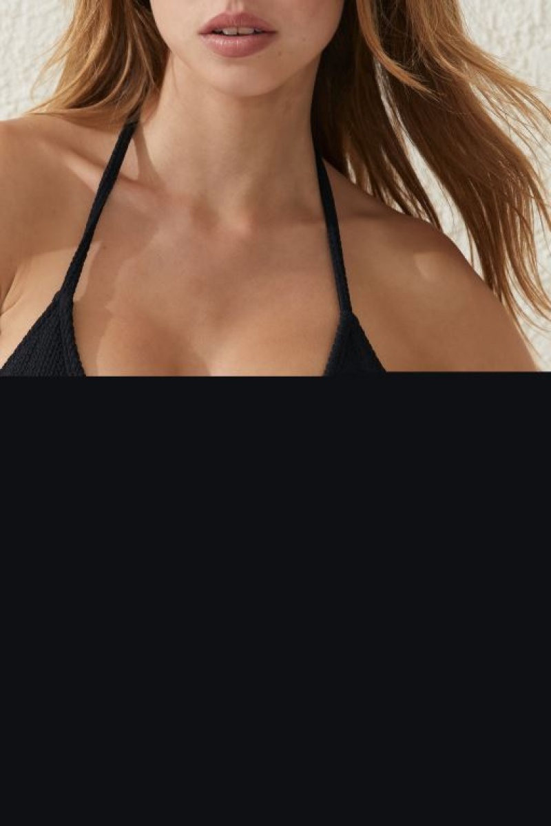 Cotton On Slider Triangle Women's Bikini Tops Black | mLsBHWvxiPg