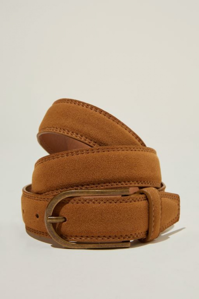 Cotton On Slim Faux Suede Men's Belts Brown | iTMhuDHc3Qs