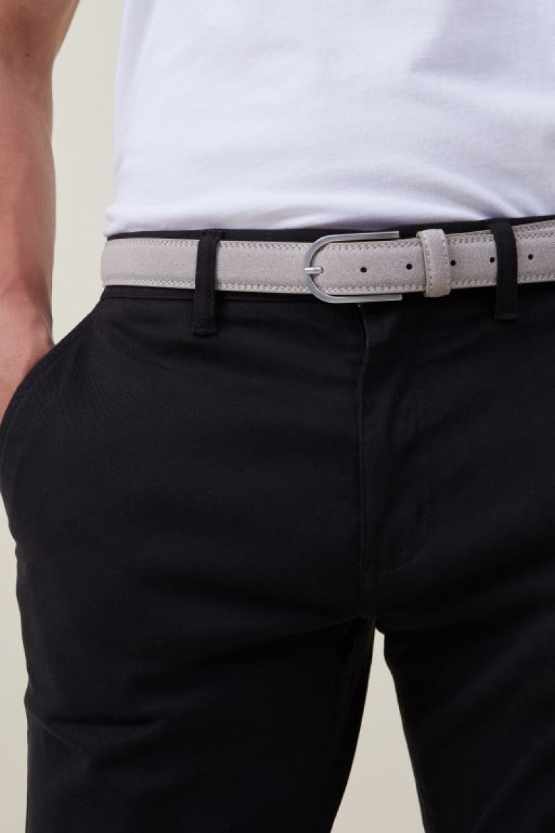 Cotton On Slim Faux Suede Men\'s Belts White | aZR3B6rjdak