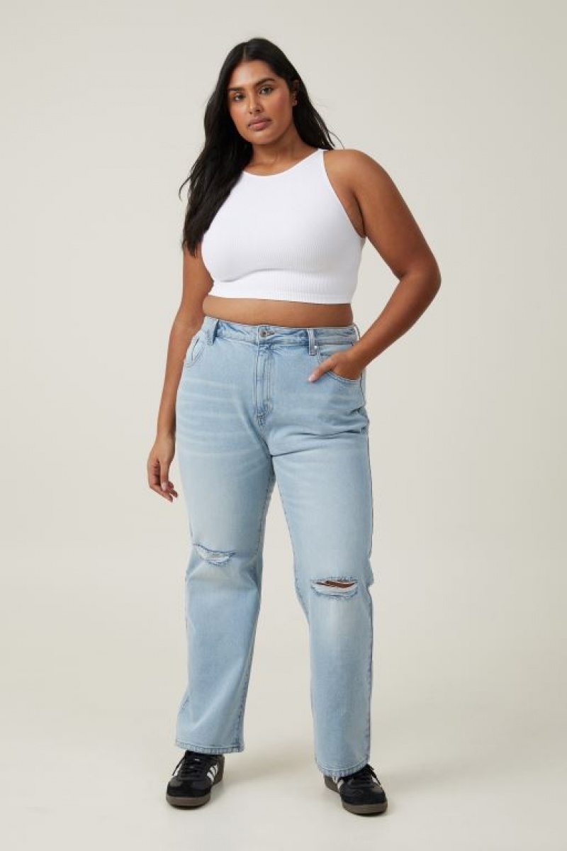 Cotton On Slim Straight Jean Women's Pants Blue | PI3dGKnH4TM