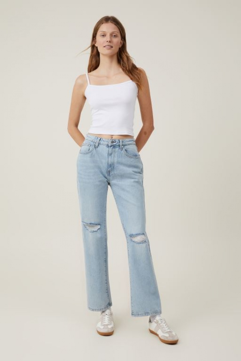 Cotton On Slim Straight Jean Women\'s Pants Blue | PI3dGKnH4TM