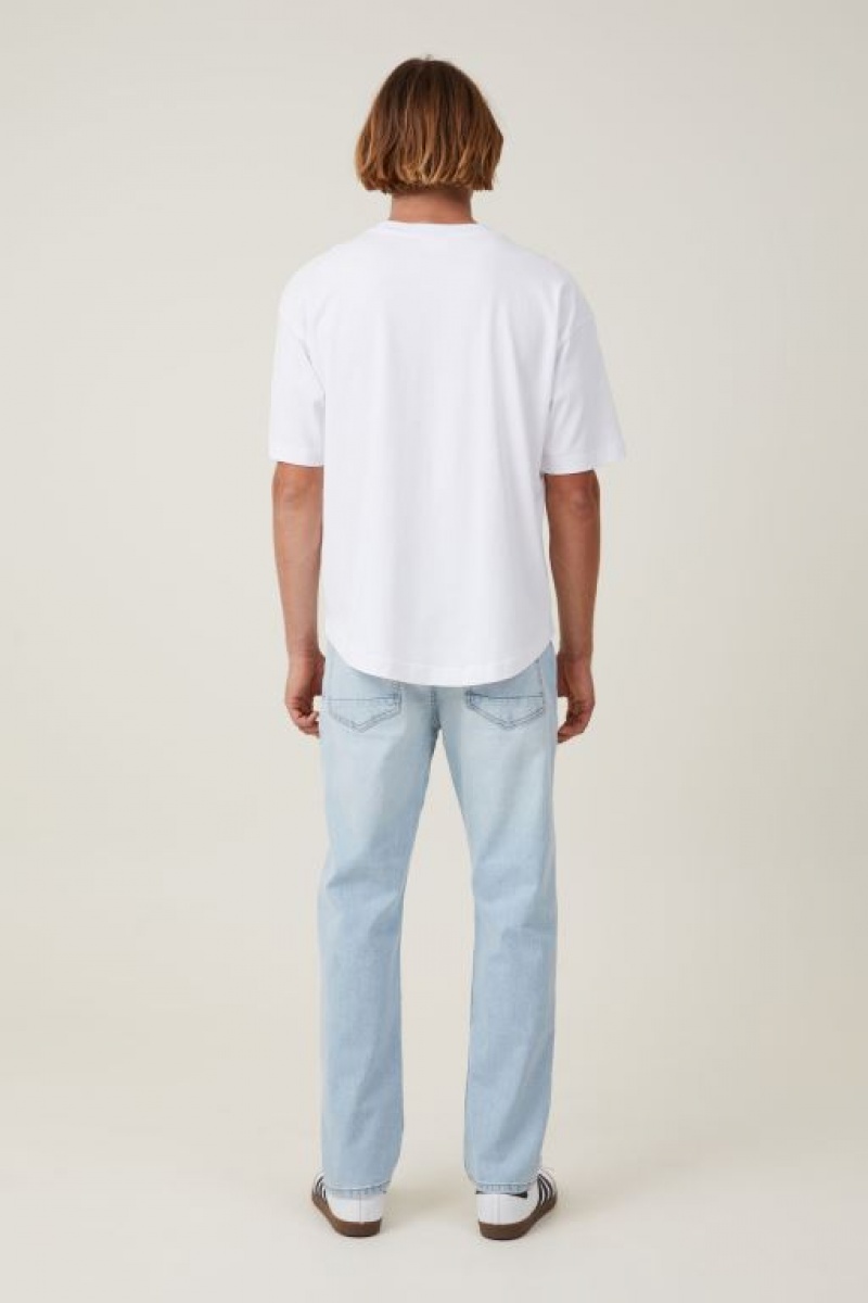 Cotton On Slim Straight Men's Jeans White Blue | ffbrzqijXir