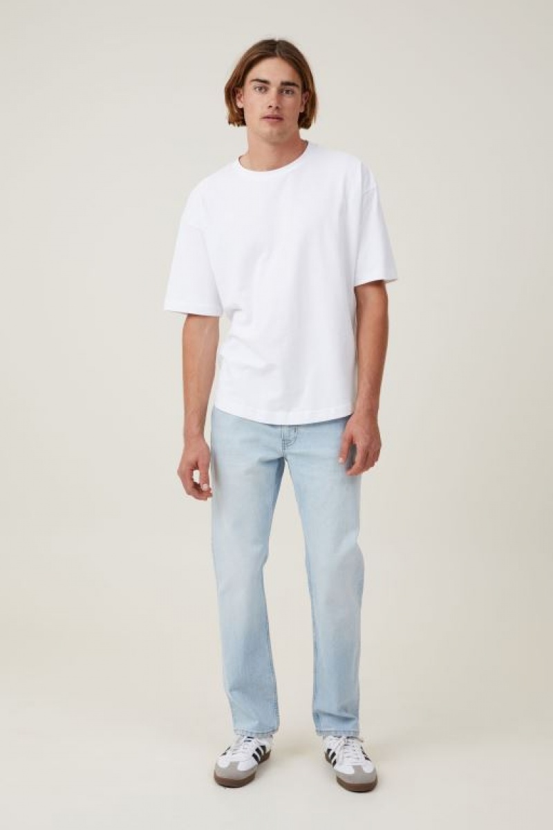 Cotton On Slim Straight Men\'s Jeans White Blue | ffbrzqijXir