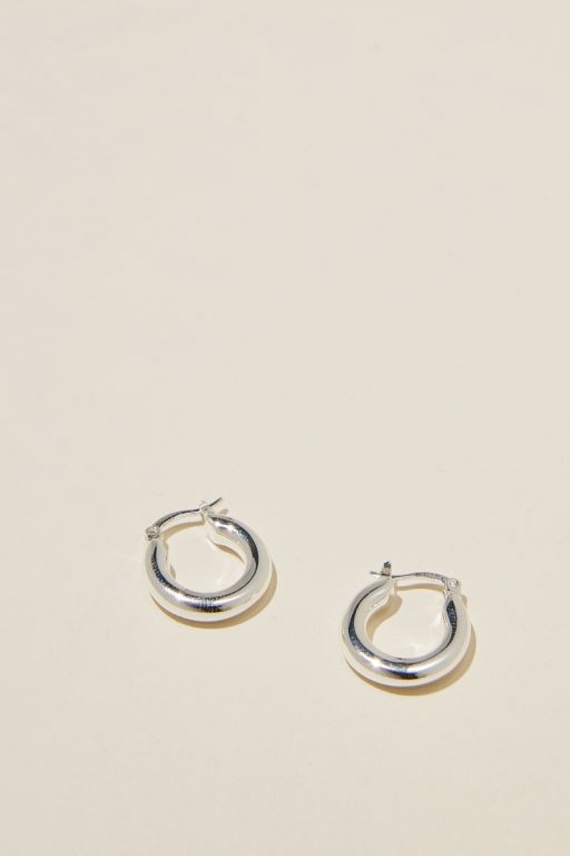 Cotton On Small Hoop Earring Women\'s Jewellery Silver | 1aZ09YtSHCo