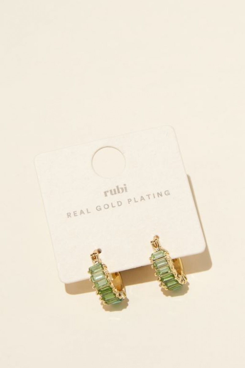 Cotton On Small Hoop Earring Women's Jewellery Gold Green | TJPcl7Q60kj