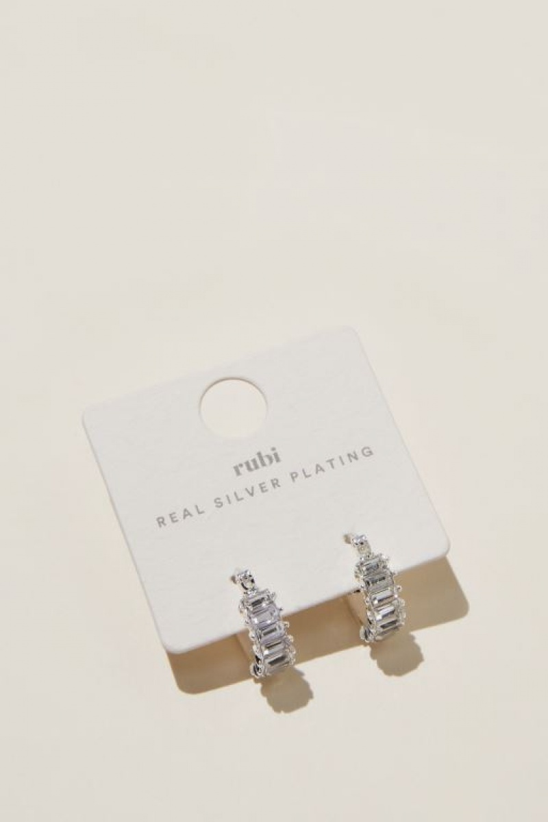 Cotton On Small Hoop Earring Women's Jewellery Silver Grey | zAuwJrMYVAy