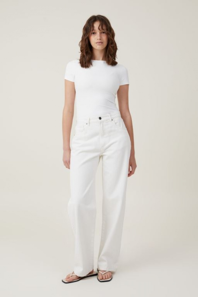 Cotton On Smooth Crew Neck Women's T Shirts White | bDqIhwSLrM9
