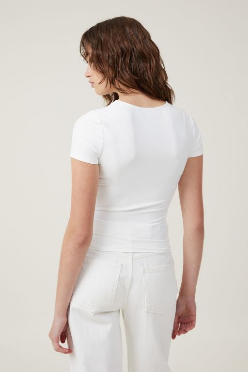 Cotton On Smooth Crew Neck Women's T Shirts White | bDqIhwSLrM9