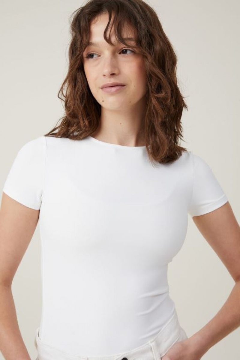 Cotton On Smooth Crew Neck Women's T Shirts White | bDqIhwSLrM9