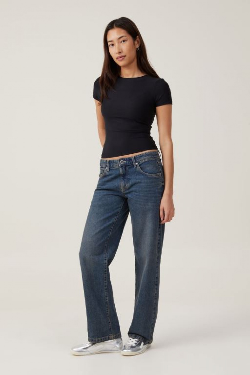 Cotton On Smooth Crew Neck Women's T Shirts Black | lqslL4Is6Vv