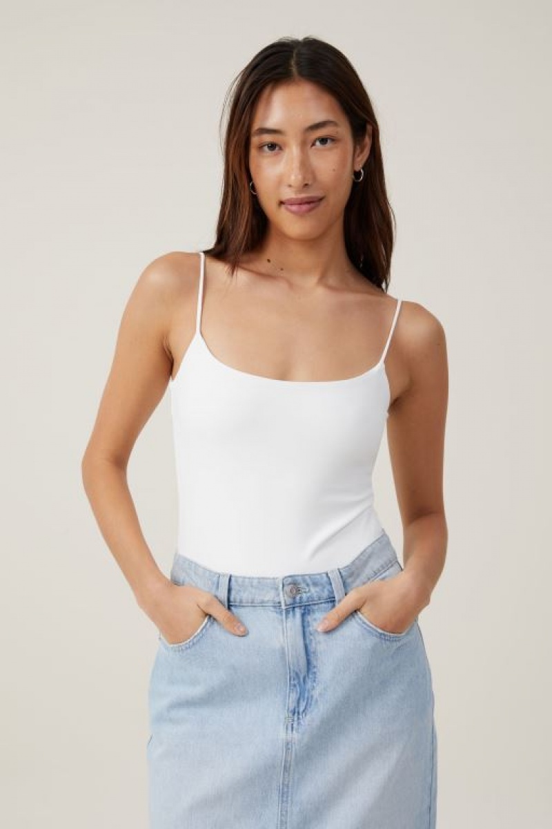 Cotton On Smooth Straight Neck Bodysuit Women\'s Tanks White | 4R5tfXssSsd
