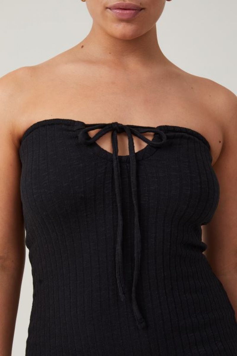 Cotton On Snow Yarn Halter Women's Mini Dress Black | iRwX1GwaNPv