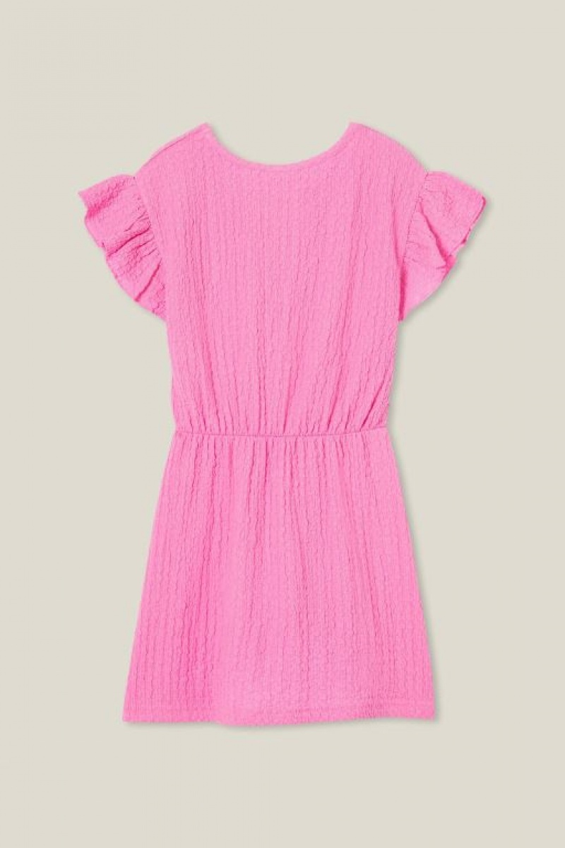 Cotton On Sonia Short Sleeve Girls' Dress Pink | 2WR8VsqbzGv
