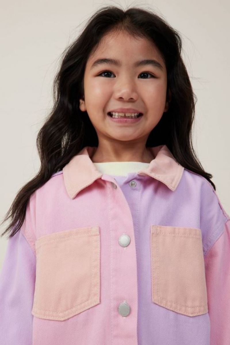 Cotton On Sophie Denim Shacket Girls' Jackets Pastel | hiVcfqQ4TX2