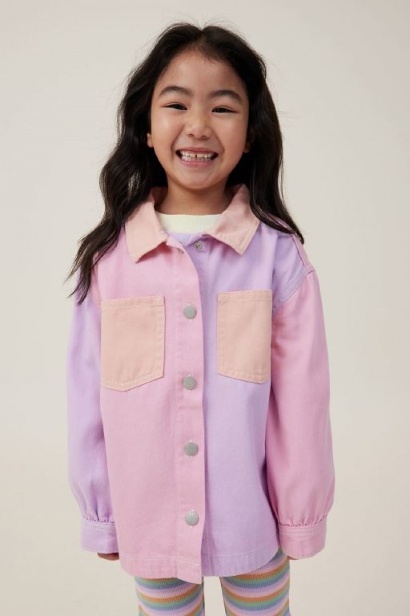 Cotton On Sophie Denim Shacket Girls\' Jackets Pastel | hiVcfqQ4TX2