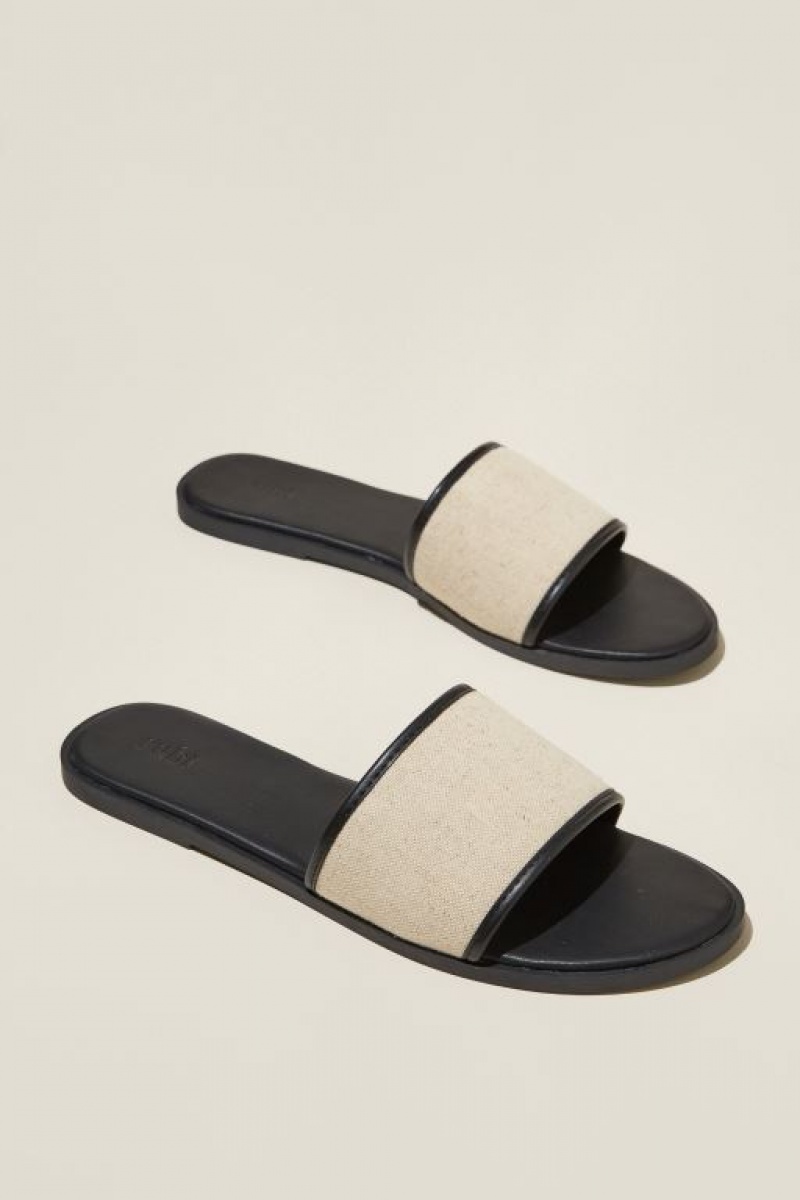 Cotton On Sorrento Single Vamp Women's Sandals Black | EcdmI4u7saD