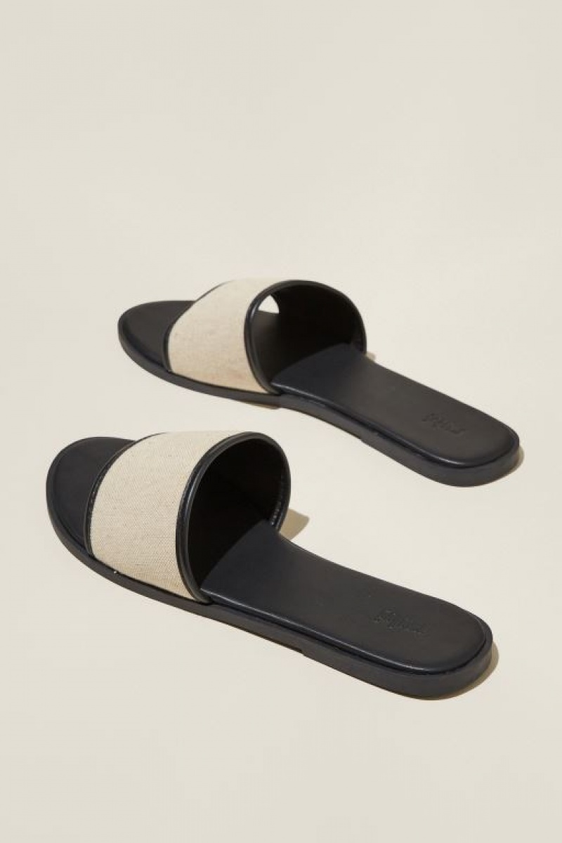 Cotton On Sorrento Single Vamp Women's Sandals Black | EcdmI4u7saD