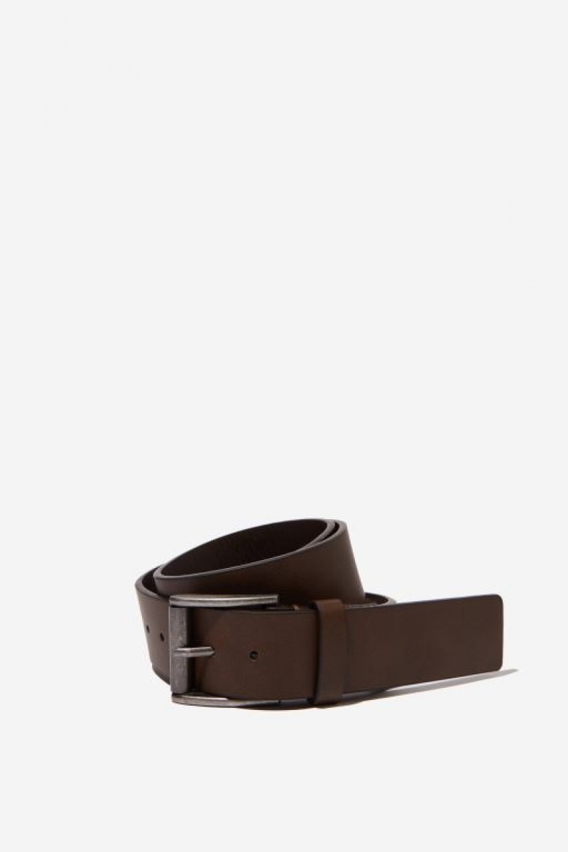 Cotton On Square Buckle Pu Men\'s Belts Brown | vrOPAGatGWl