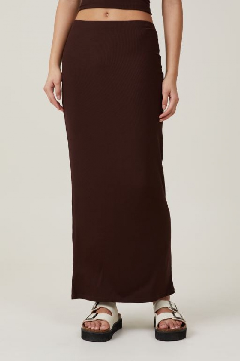 Cotton On Staple Rib Maxi Women's Skirt Dark | OllL5OQJC7M