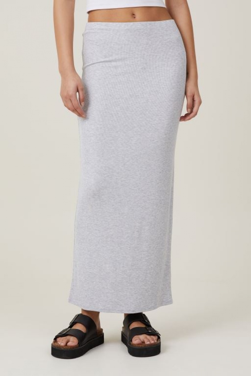 Cotton On Staple Rib Maxi Women's Skirt Grey | aMxi6xFDv1f