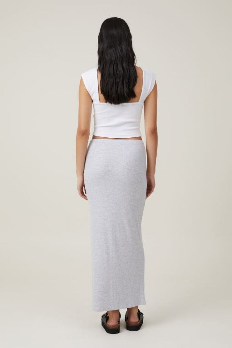 Cotton On Staple Rib Maxi Women's Skirt Grey | aMxi6xFDv1f