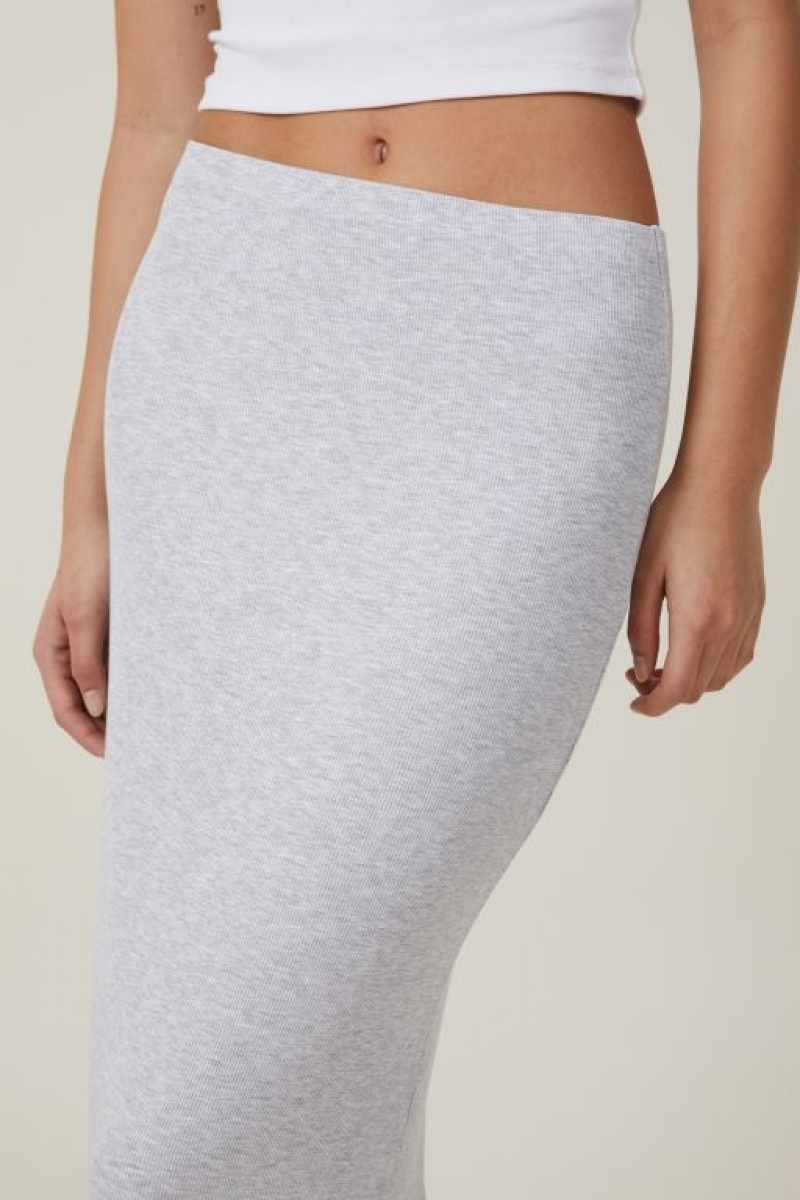 Cotton On Staple Rib Maxi Women's Skirt Grey | aMxi6xFDv1f