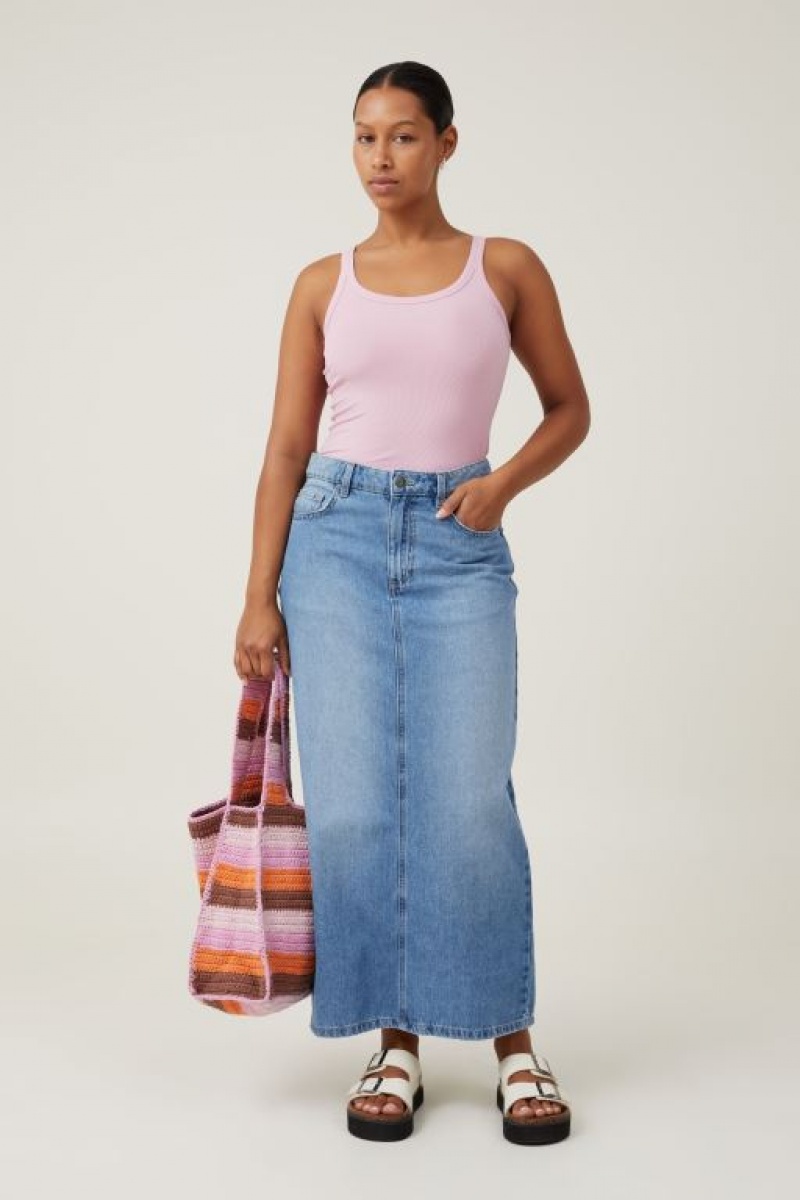 Cotton On Staple Rib Scoop Neck Women's Tanks Roseberry | s8P9SfBBaxr