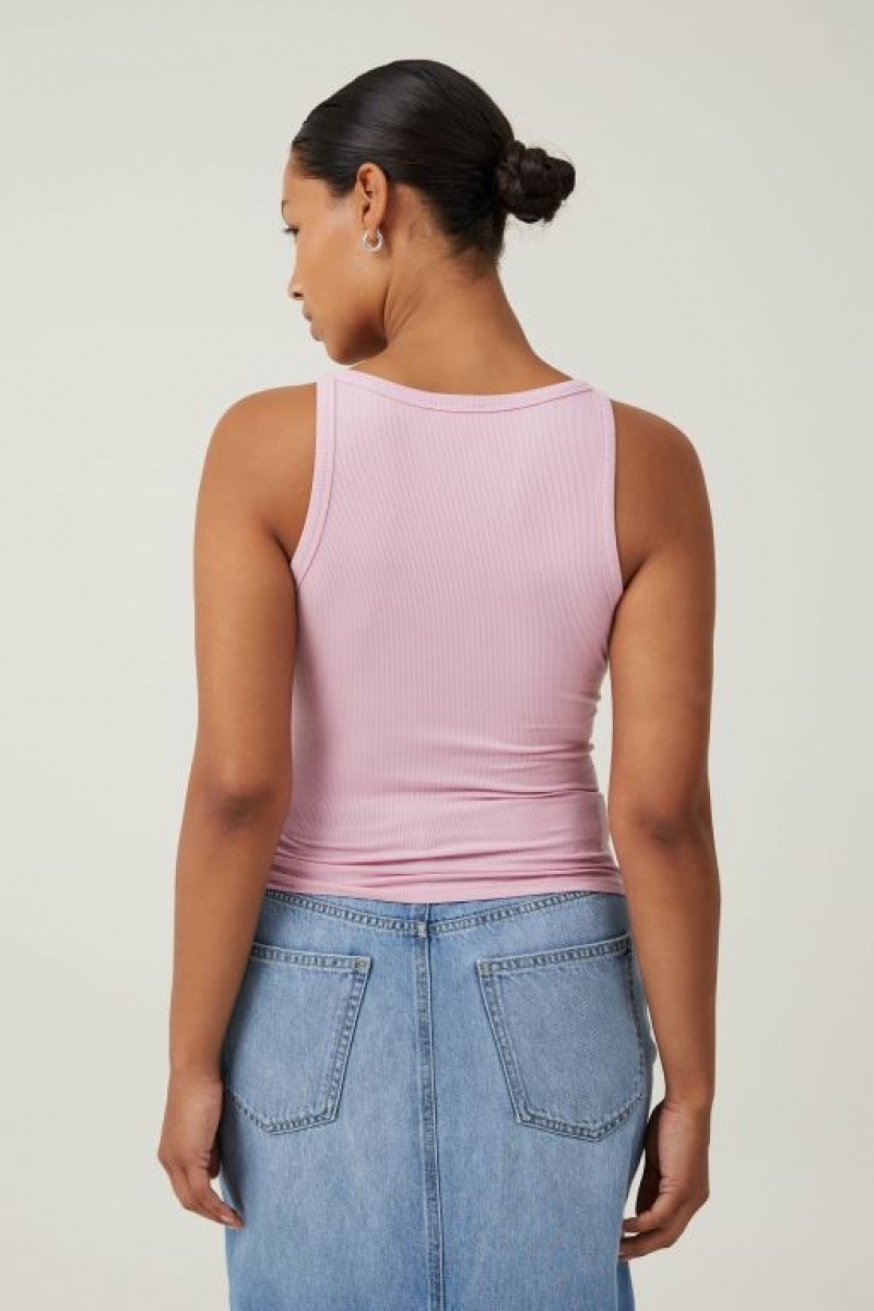 Cotton On Staple Rib Scoop Neck Women's Tanks Roseberry | s8P9SfBBaxr
