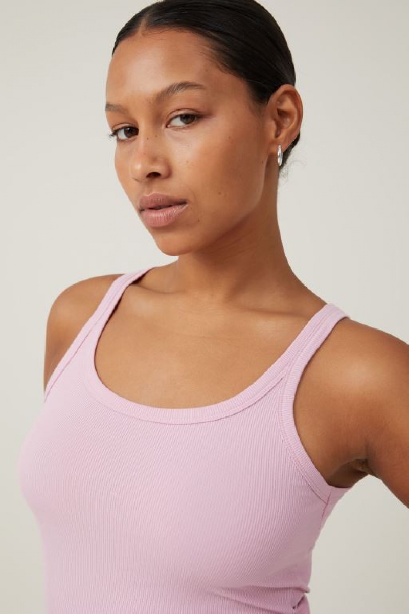 Cotton On Staple Rib Scoop Neck Women's Tanks Roseberry | s8P9SfBBaxr