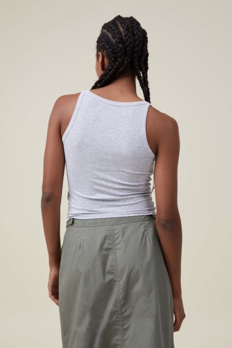 Cotton On Staple Rib Scoop Neck Women's Tanks Grey | 16nGoL0C00F